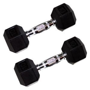 Rubber Chrome Hex Dumbbells